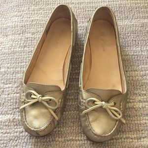 Gold Cole Haan leather boat shoe